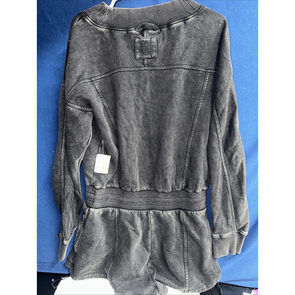 Free People FP Movement Intercept Sweatshirt Romper Mineral Black $128 MEDIUM - Picture 2 of 4